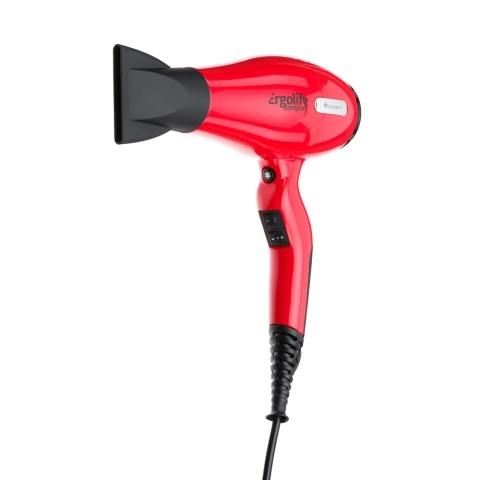 03-002 Red DEWAL Фен ErgoLife Compact красный, 2000 Вт, ионизация, 2 насадки