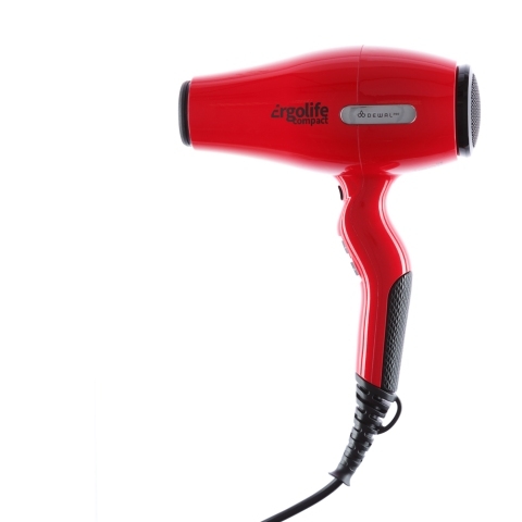03-002 Red DEWAL Фен ErgoLife Compact красный, 2000 Вт, ионизация, 2 насадки