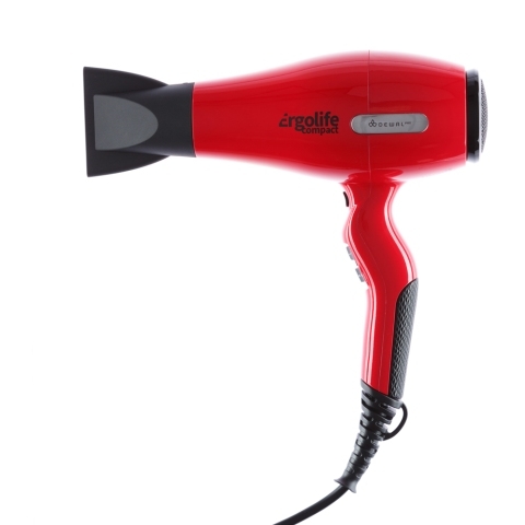 03-002 Red DEWAL Фен ErgoLife Compact красный, 2000 Вт, ионизация, 2 насадки