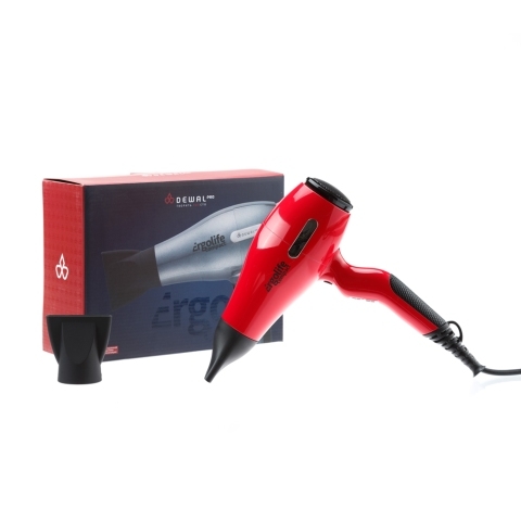 03-002 Red DEWAL Фен ErgoLife Compact красный, 2000 Вт, ионизация, 2 насадки