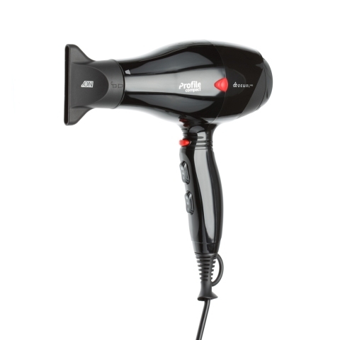 03-119 Black DEWAL Фен Profile Compact, черный, 2000 Вт, ионизация, 2 насадки
