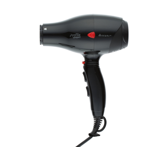 03-119 Black DEWAL Фен Profile Compact, черный, 2000 Вт, ионизация, 2 насадки