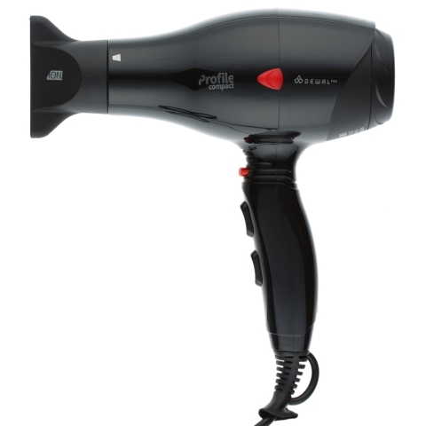 03-119 Black DEWAL Фен Profile Compact, черный, 2000 Вт, ионизация, 2 насадки