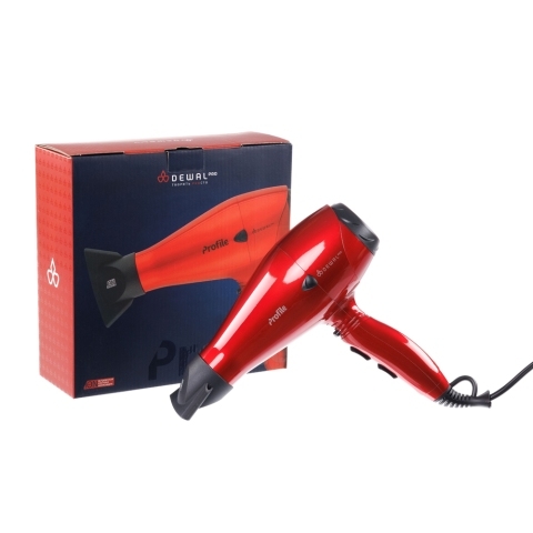 03-120 Red DEWAL Фен Profile красный, 2200 Вт, ионизация, 2 насадки