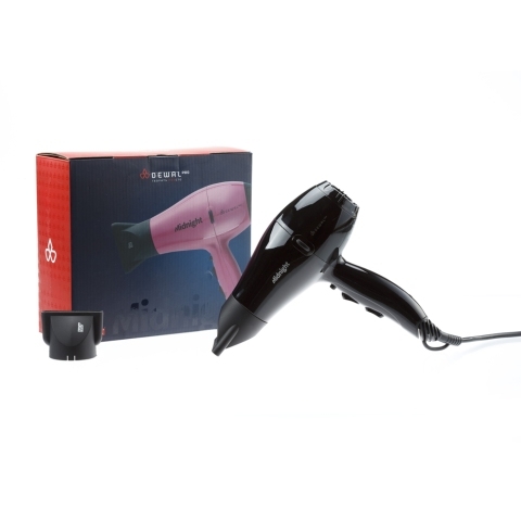 03-107 Black DEWAL Фен Midnight 2000 Вт, 2 насадки, ионизация