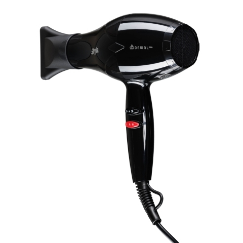 03-111 Black DEWAL Фен Pro Style, 2000 Вт, 2 насадки и диффузор