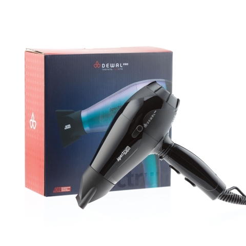 03-109 Black DEWAL Фен Spectrum Compact черный, 2100 Вт, ионизация, 2 насадки