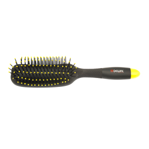 BNN-81 Щетка массажная DEWAL BANANA black прямоугольная, узкая, пластиковый штифт, 7 рядов