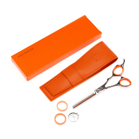 TQ15540S Ножницы парикмахерские филировочные 5,5" TAYO ORANGE, 40 зубцов, эргономичные