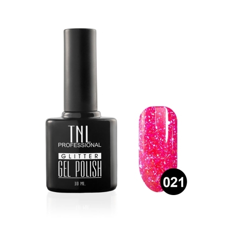 TNL Гель-лак Glitter №21 Ярко-розовый, 10 мл.