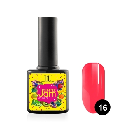 TNL Гель-лак Summer Jam №16 неоновый ярко-коралловый, 10 мл.