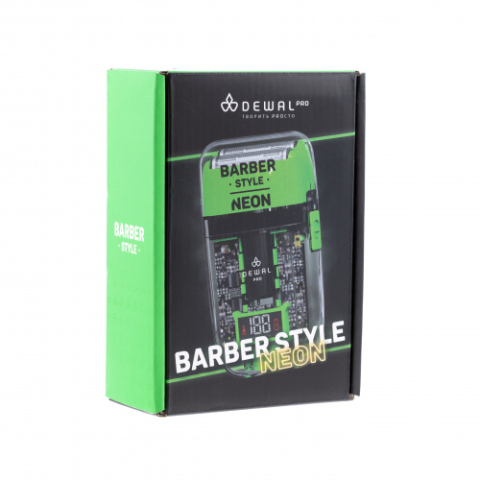 03-082 Green DEWAL Barber Style Neon Шейвер для проработки контуров бороды 7000 об/мин, аккум., 2 бр.гол.