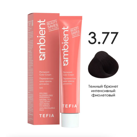 TEFIA AMB Крем-краска 3.77 Темный брюнет фиолетовый, 60 мл.