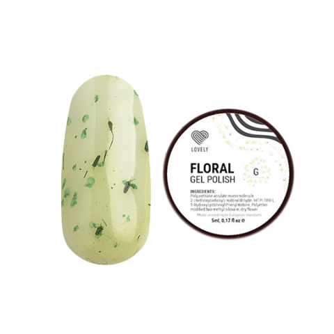 Lovely Гель-лак c сухоцветами Floral зелёный, 5 мл.