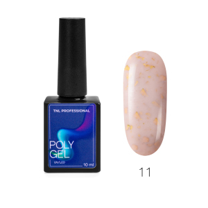 TNL Жидкий Poly Gel №11 - кремовый с голографической поталью, 10 мл.