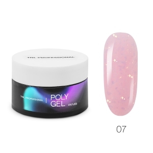 TNL Жидкий Poly Gel №07 - розовый с жемчужной поталью и шиммером, 30 мл.