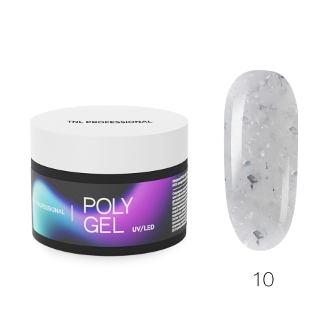 TNL Жидкий Poly Gel №10 - молочный с голографической поталью, 30 мл.