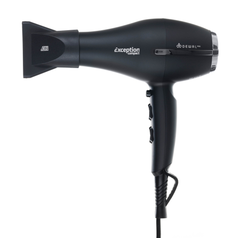 03-114 Black DEWAL Фен Exception Compact, 2200 Вт, 2 насадки, ионизация, компактный