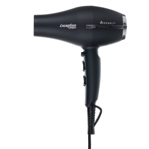 03-114 Black DEWAL Фен Exception Compact, 2200 Вт, 2 насадки, ионизация, компактный