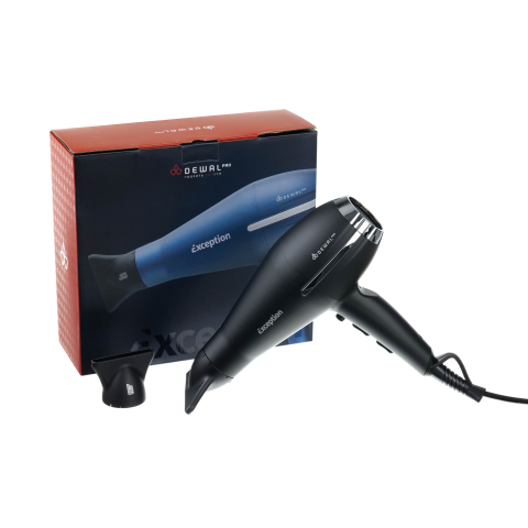 03-113 Black DEWAL Фен Exception 2200 Вт, 2 насадки, ионизация, компактный