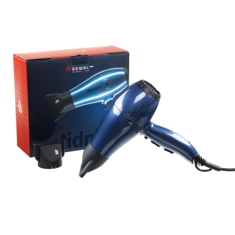 03-107 Dark Blue DEWAL Фен Midnight, 2000 Вт, 2 насадки, ионизация
