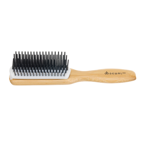 BRBAM-203 DEWAL Щетка массажная BAMBOO деревянная, нейлоновый штифт, прямоугольная, 5 рядов