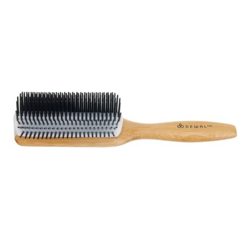 BRBAM-243 DEWAL Щетка массажная BAMBOO деревянная, нейлоновый штифт, прямоугольная, 9 рядов