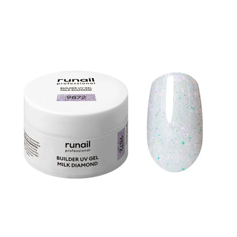 9872 RuNail Моделирующий светоотражающий УФ Builder гель MILK DIAMOND, 15 гр. 