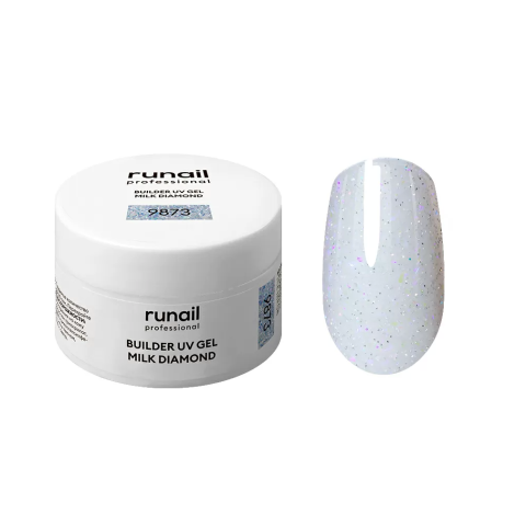 9873 RuNail Моделирующий светоотражающий УФ Builder гель MILK DIAMOND, 15 гр.