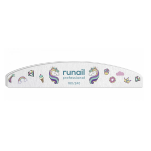 6642 RuNail Пилка Единорог белая полукруг, 180/240