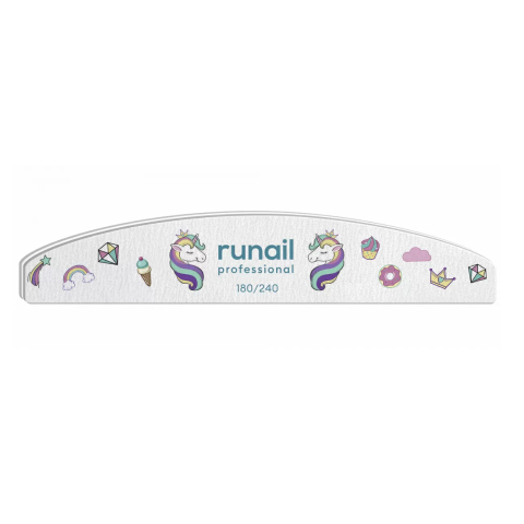 6642 RuNail Пилка Единорог белая полукруг, 180/240