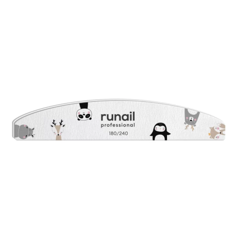 6644 RuNail Пилка Лесные звери белая полукруг, 180/240