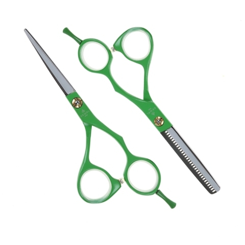 SET МС-G Набор из двух ножниц парикмахерских 5,5" зеленые в чехле