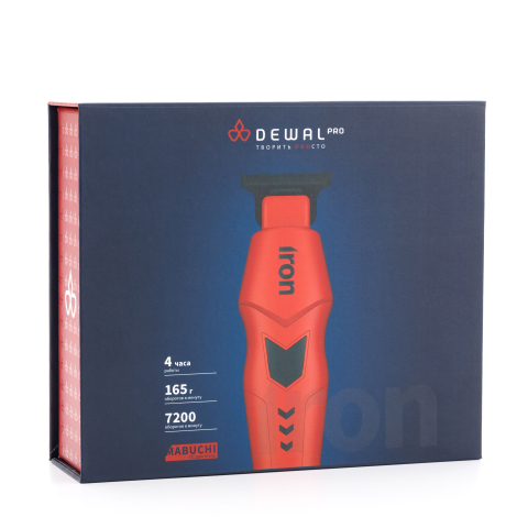 03-968 DEWAL Машинка для стрижки окантовочная СИЛА | IRON, аккум/сетев, нож 40 мм, 0,2 мм, 7200 об/мин.