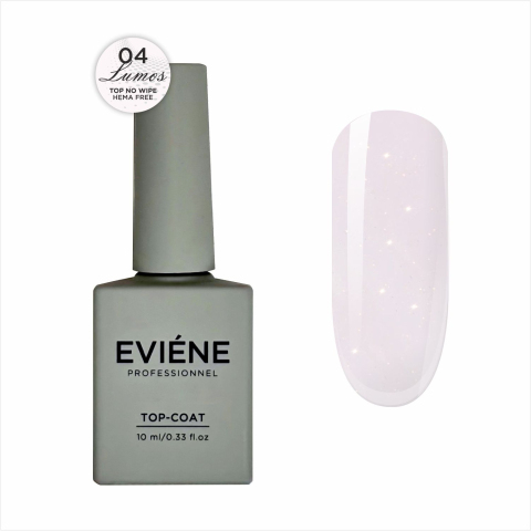 EVIENE Топ для гель-лака с шиммером без липкого слоя №04 розовый, 10 мл.