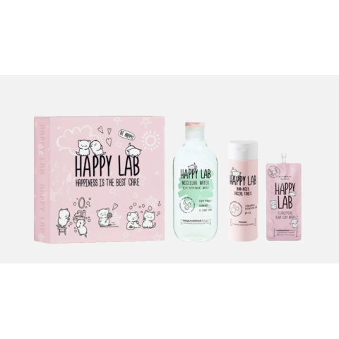 HAPPY LAB Набор для ухода за лицом Cleansing Ritual (Мицеллярная вода + тоник + маска для лица)