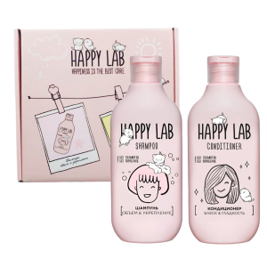 HAPPY LAB Набор Шампунь Объём и укрепление + Кондиционер Блеск и гладкость