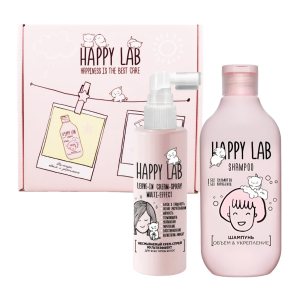 HAPPY LAB Набор Шампунь Объём и укрепление + Крем-спрей мультиэффект
