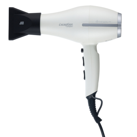 03-114 White DEWAL Фен Exception Compact, 2200 Вт, 2 насадки, ионизация, компактный