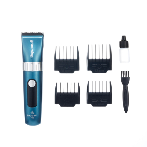 GRT5 Emerald Машинка для стрижки животных DEWAL PRO Grooming изумрудная, аккум/сет 8W, нож 40 мм, 4 насадки